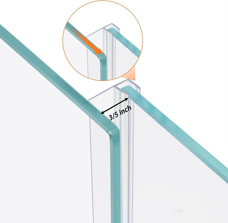 Dalrun 78" (2pieces X39") Sliding Shower Door Side Seal Strip Frameless Shower Door Side Sweep for 3/8" Sliding Glass Door, with 3/5" Flip - Image 3